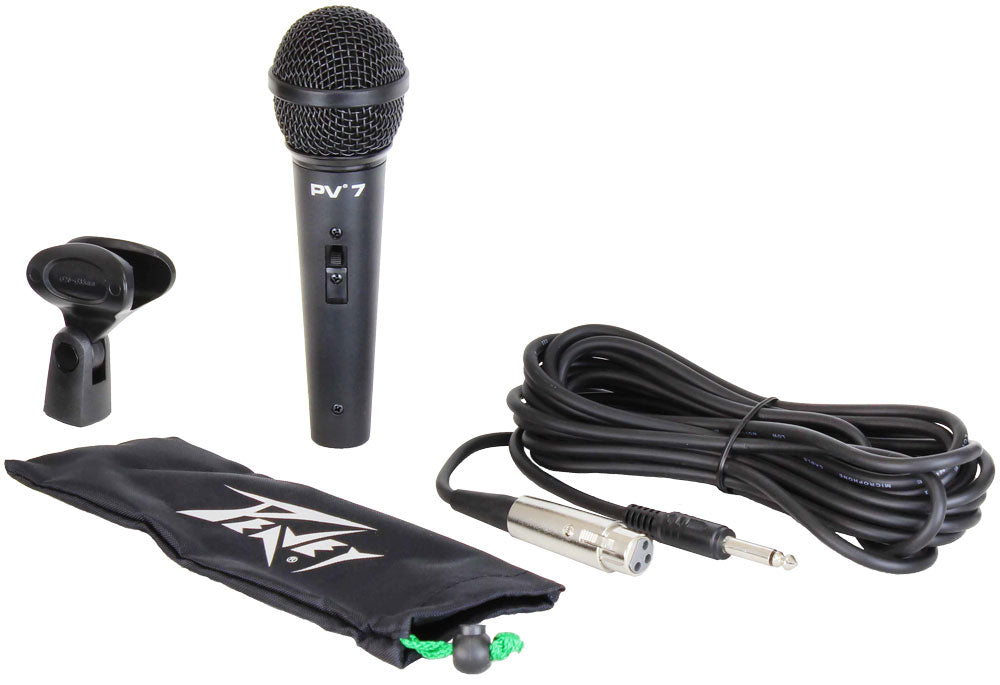 4 Peavey PV7 ND Magnet Dynamic Microphone with 1/4" to XLR Cable + 4 Microphone Stands