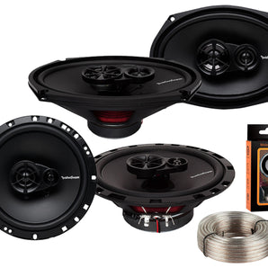 Pair of Rockford Fosgate Prime R169X3 6" x 9" 3-Way Prime Series Coaxial Speakers + R165X3 6. 5" 3-Way Prime Series Coaxial Speakers + Absolute 100FT Speaker Wire + Magnet Phone Holder