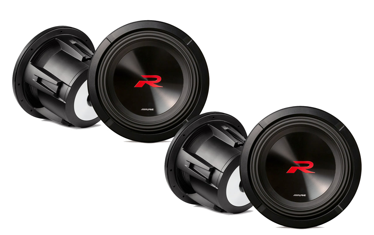 2 Alpine  R2-W12D2 Car Audio Dual 2 Ohm 12" Subwoofers with Sub Install Kit Package