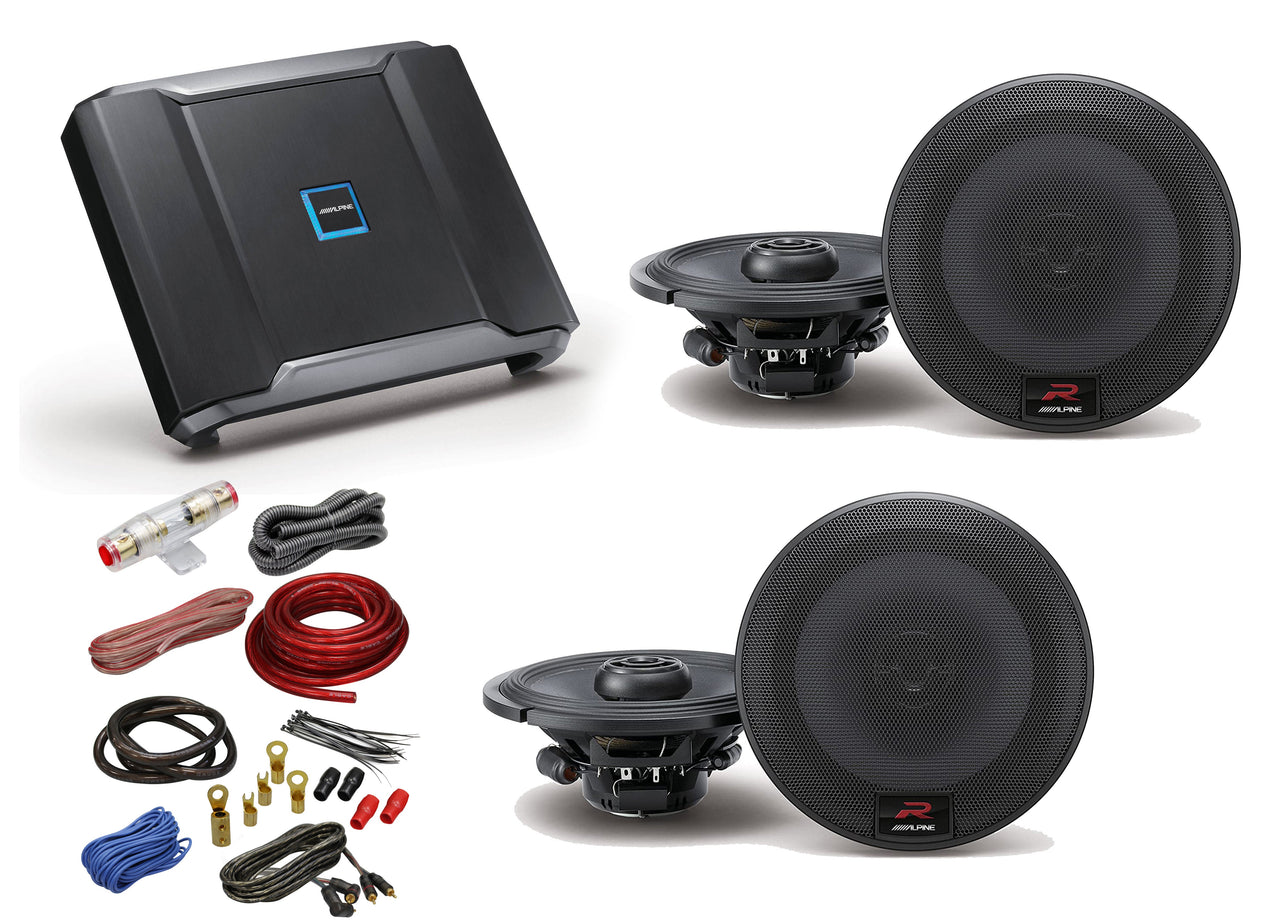 Alpine Type-R Bundle 4 R-S65.2 6.5" Coax speakers with R-A60F 600W 4-Ch Amp and Wiring Amp Kit