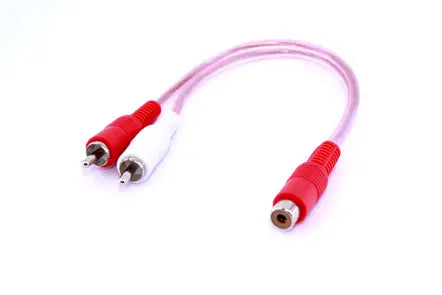 Crux RCA-1F2M RCA 1 Female to 2 Male Y Cable, Clear Jacket
