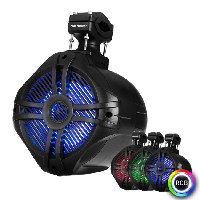 Power Acoustik MWT-80BL 8″ Marine Wake Tower Speakers with RGB LED Lights