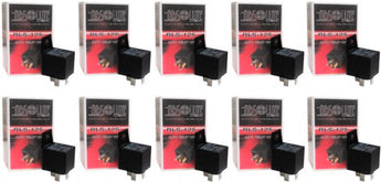 Absolute RLS125 automotive relay SPDT 30/40 AMP in black casing side view with mounting hole.