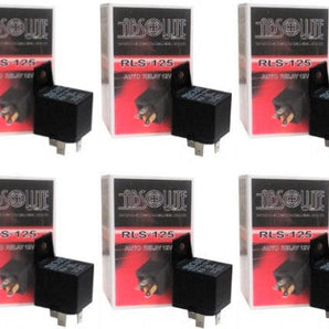 Absolute USA 12V 30/40 Amp SPDT 5 pin relay, automotive and marine use, black relay with mounting hole.