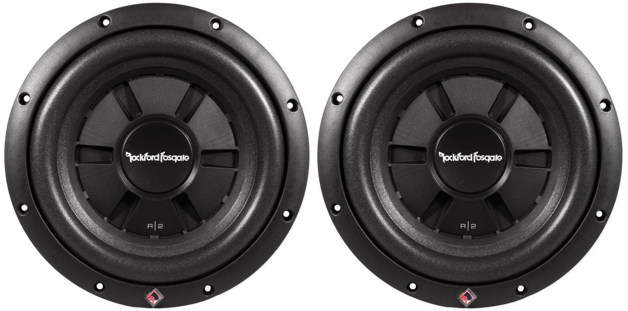 2 Rockford Fosgate Prime R2SD4-12 <br/>prime stage  500W Max (250W RMS) 12" shallow mount dual 2-ohm voice coils subwoofer