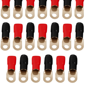 Patron P0GRT20 0 Gauge Gold Ring Terminal 20 Pack 1/0 AWG Wire Crimp Cable Red Black Boots 5/16
