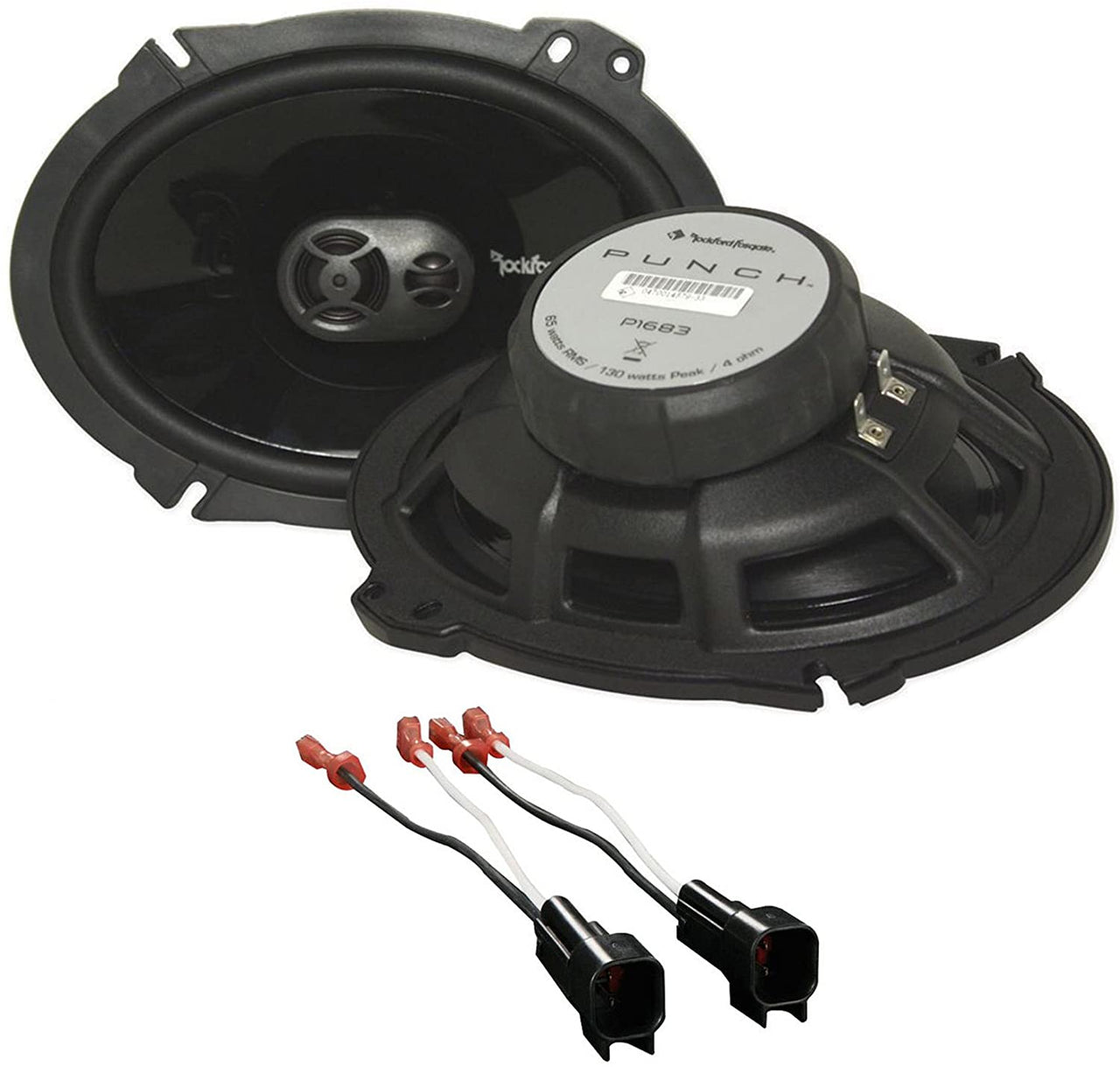 Rockford Fosgate P1683 6x8" Rear Speaker Replacement Kit & Absolute USA AS5600 Speaker Harness for 2005-2006 Ford Mustang