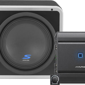 alpine-10-inch-subwoofer-with-box-and-amp-bundle
