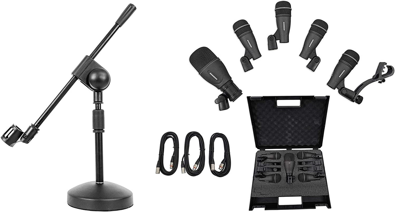 Samson DK705 5-Piece Drum Microphone Kit Bundle with Stand & 3 XLR Cable