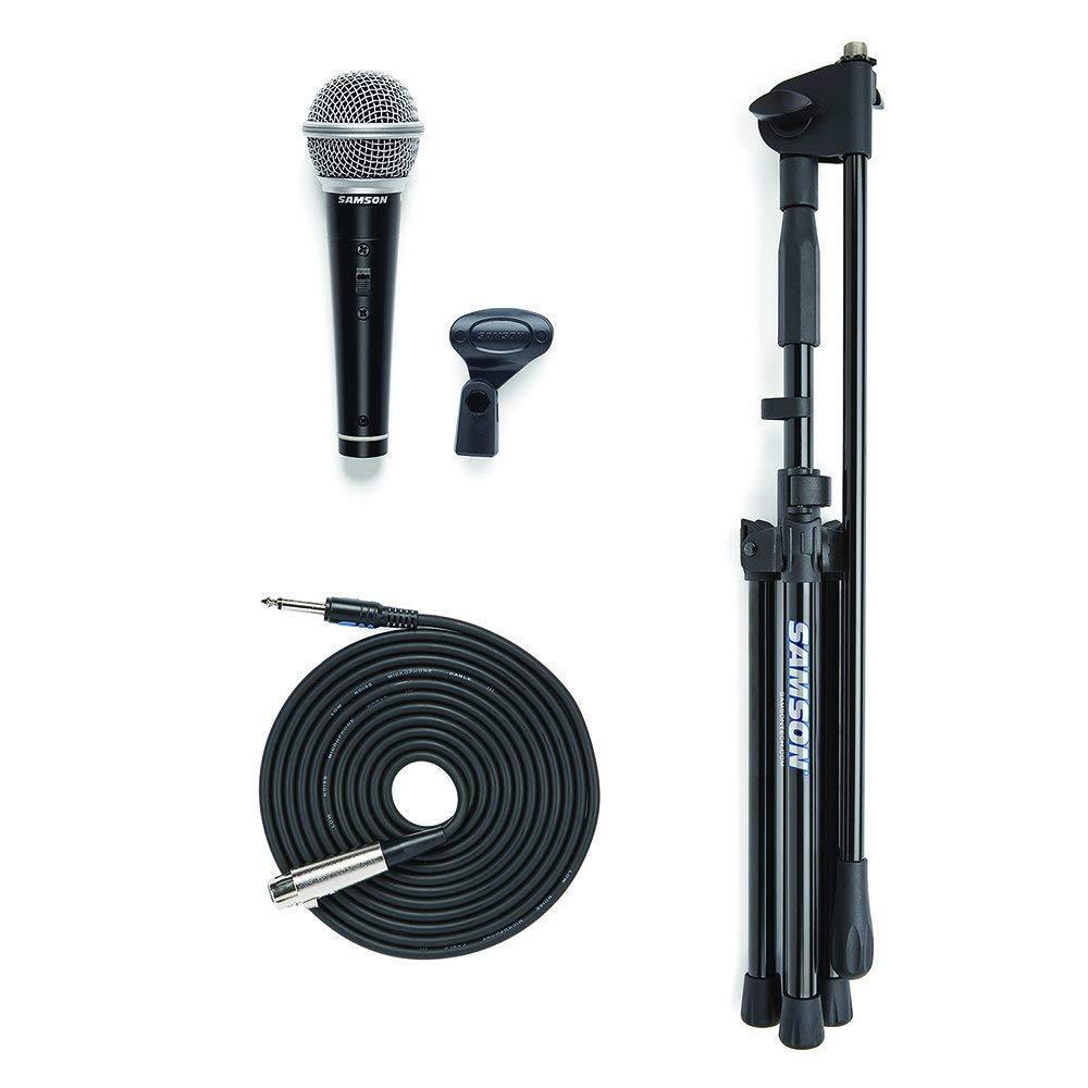 Samson SAVP10XMI Vocal Microphone-Boom Stand & 1/4 inch to XLR cable Pack