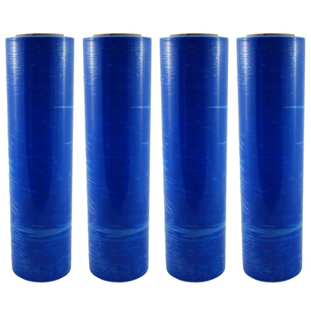 Absolute USA 4 BLUE 18"x 1500 SQ FT Roll 80 Gauge Thick Stretch Packing Wrap Pallet Shrink Film