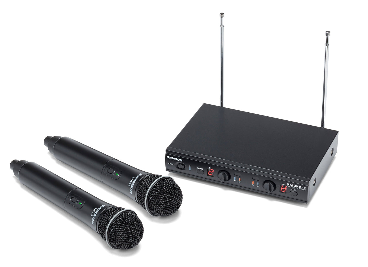 SAMSON Stage 212 Dual VHF Handheld Wireless Microphones for Church Sound Systems
