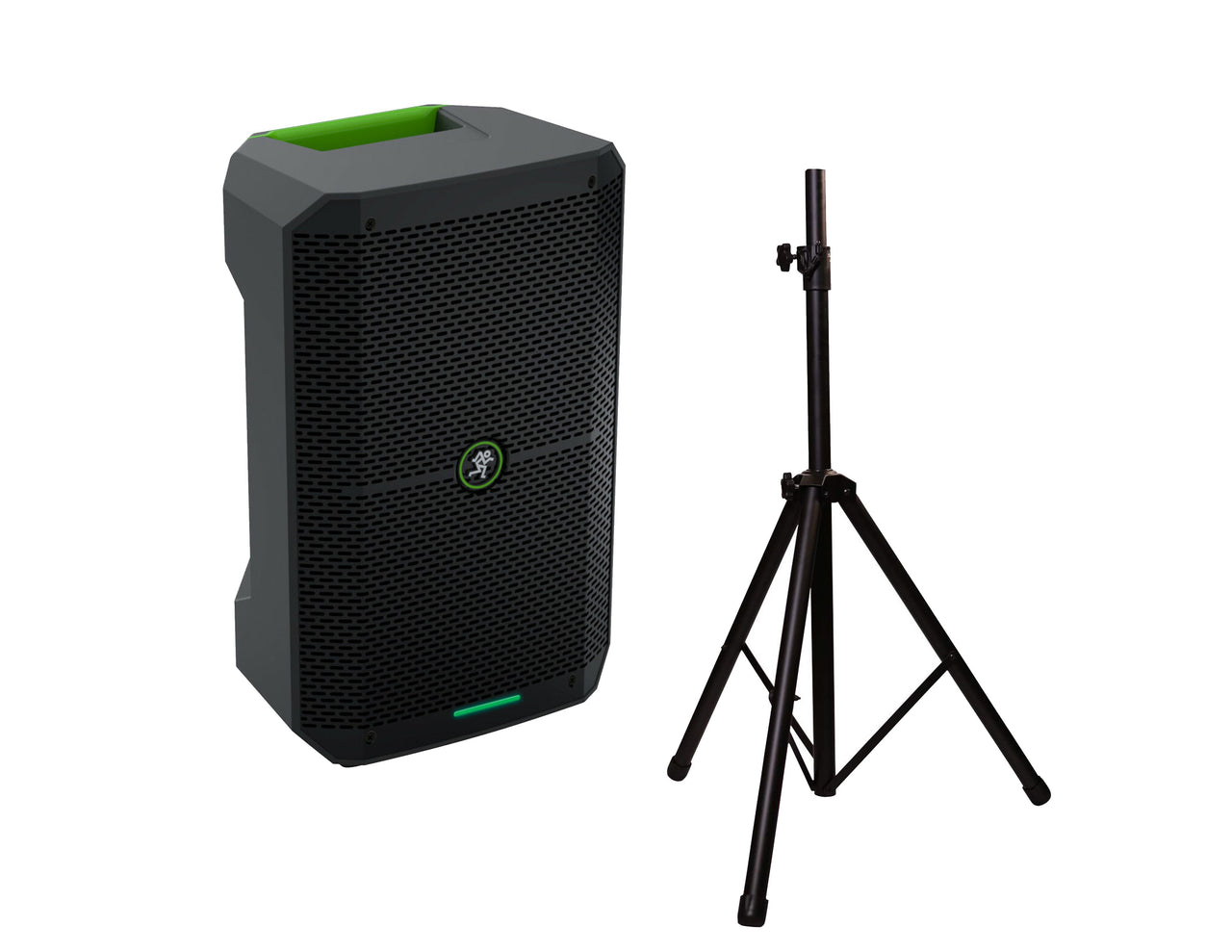 2 Mackie Thump GO 200 watt 8" 2-way Battery-powered portable loudspeaker & Thump Go Carry Bag & Speaker Stand