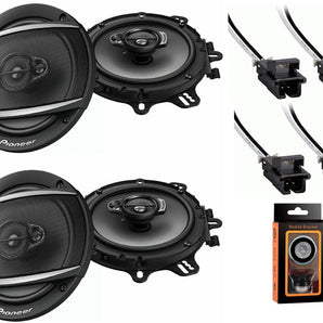 2 Pair Pioneer TS-A1680F 350W 6.5" 4-Way Coaxial Speakers + 72-4568 Harness Fit GM Vehicles + Phone Magnet