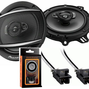 Pioneer TS-A1680F 6.5" 350-Watt 4Way Speakers + Metra 72-4568 Speaker Harness for Selected General Motor Vehicles + Absolute Cell Phone Magnet
