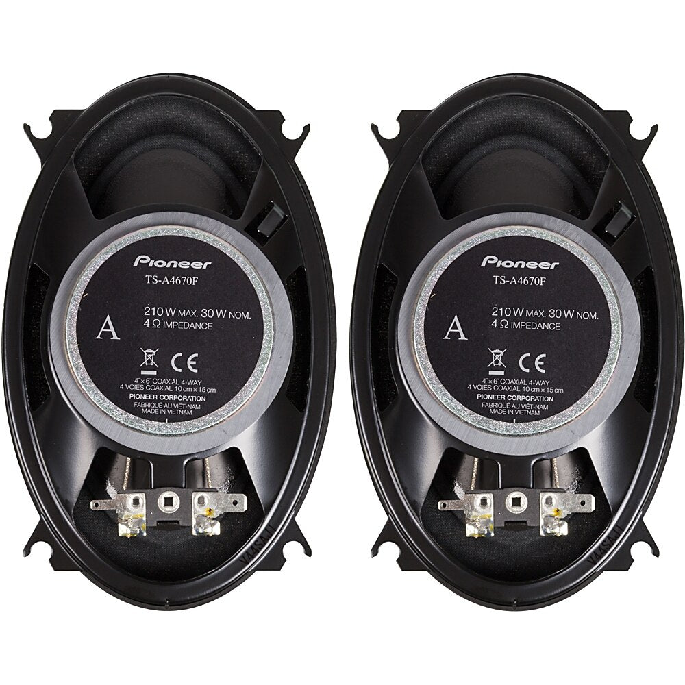 2- Pairs Pioneer TS-A4670F 4 x 6" 4-Way 210 Watts Coaxial Car Speaker