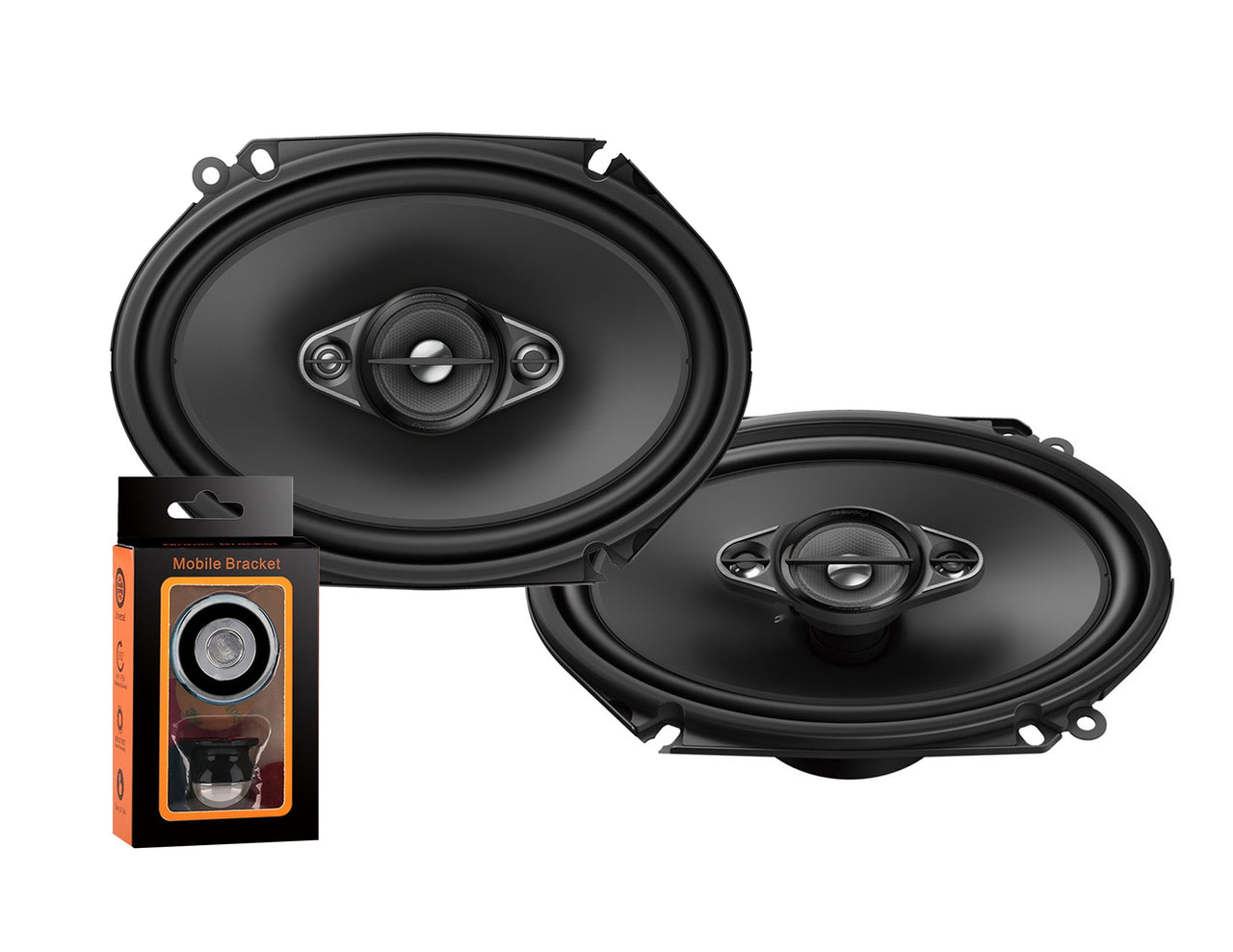 Pair of Pioneer 5x7/ 6x8 Inch 4-Way 350 Watt Car Audio Speakers | TS-A6880F (2 Speakers) + Free Absolute Mobile Bracket Holder