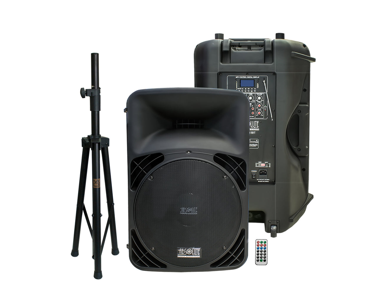 USPRO15BT 15" Active Self Powered Amplified PRO PA DJ Loudspeaker with Bluetooth, MP3, FM Radio, Karaoke + Tripod Stand