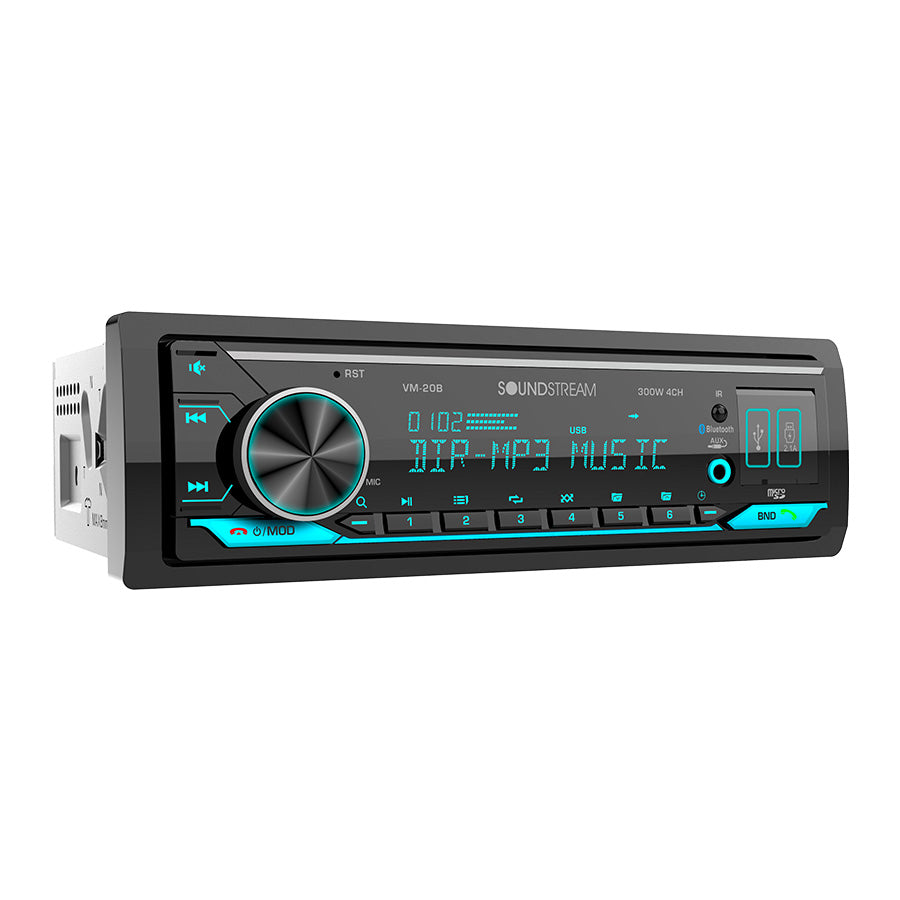 Soundstream VM-20B Single Din Mechless Multimedia Receiver w/ Dual USB & 2.1A Fast Charging