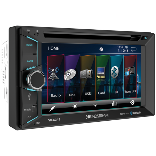 Soundstream VR-624B 6.2” 2-DIN Touchscreen DVD/CD Headunit w/ Bluetooth
