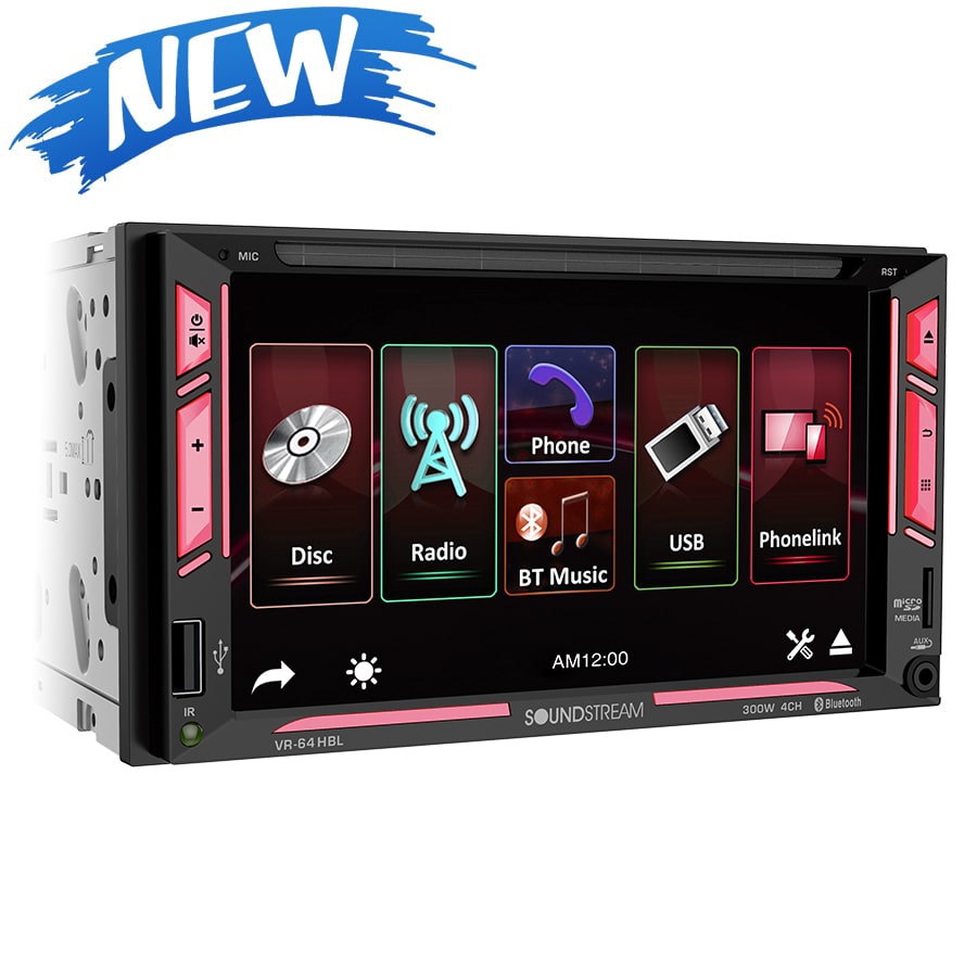 Soundstream VR-64HBL 6.2” 2-DIN DVD/CD Touchscreen Headunit w/ Bluetooth & PhoneLink