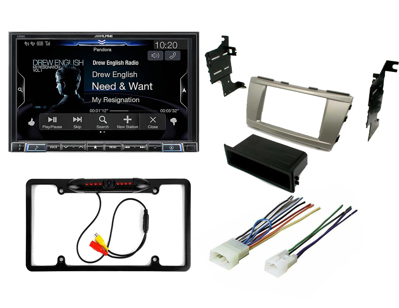 Alpine X308U 8" Navigation, Apple CarPlay, & Android Auto Car Radio Stereo + install Kit for 2007-2011 Toyota Camry & Rear View Camera