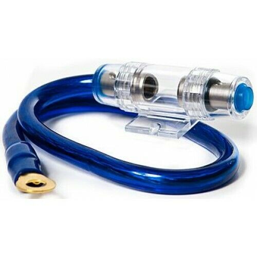 XP Audio XAGUFHPK4BL 4ga AWG Blue Power Cable 100% OFC Copper With AGU Inline Fuse Holder w/60A Fuse
