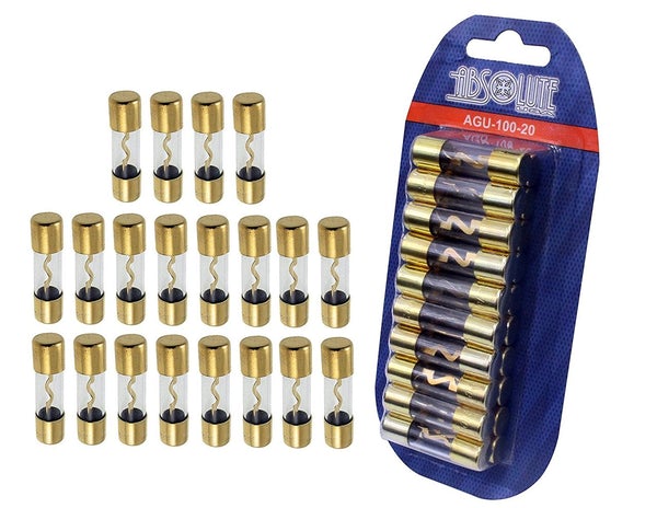 Absolute USA AGU100-20 20 AGU Gold Standard Glass Fuses 100 Amp 12 Volts Car Audio Marine Home Audio