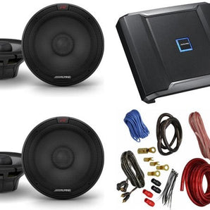 2 Alpine R2-S65.2 6.5" speakers + R2-A60F 600W 4-Ch Amp + KIT4 4 Gauge Wiring Kit