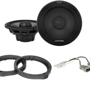 Alpine R2-S65 + Front or Rear Speaker Adapters + Harness Fit Select Honda Acura Vehicles