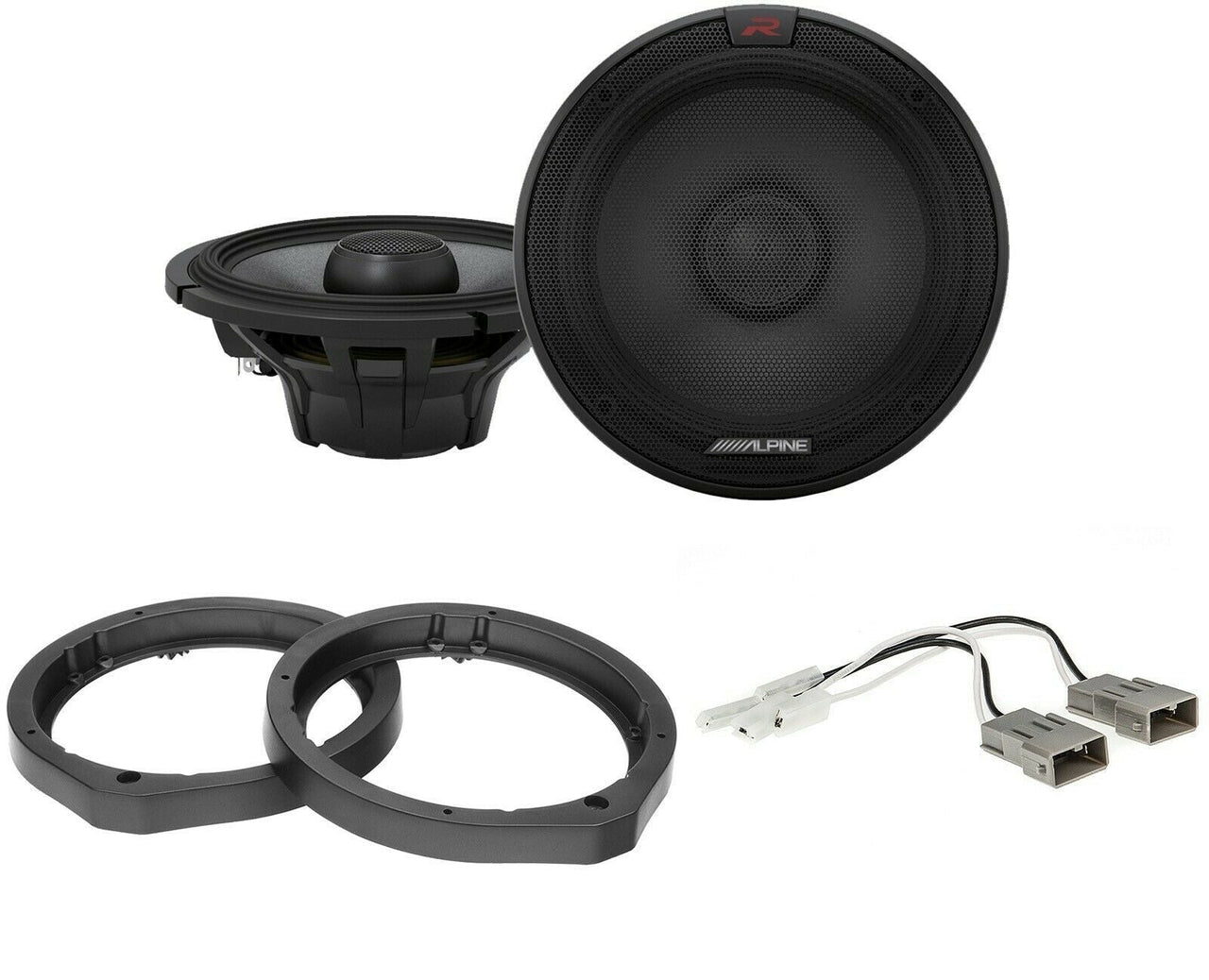 Alpine R-S65.2 + Front or Rear Speaker Adapters + Harness For Select Honda and Acura Vehicles