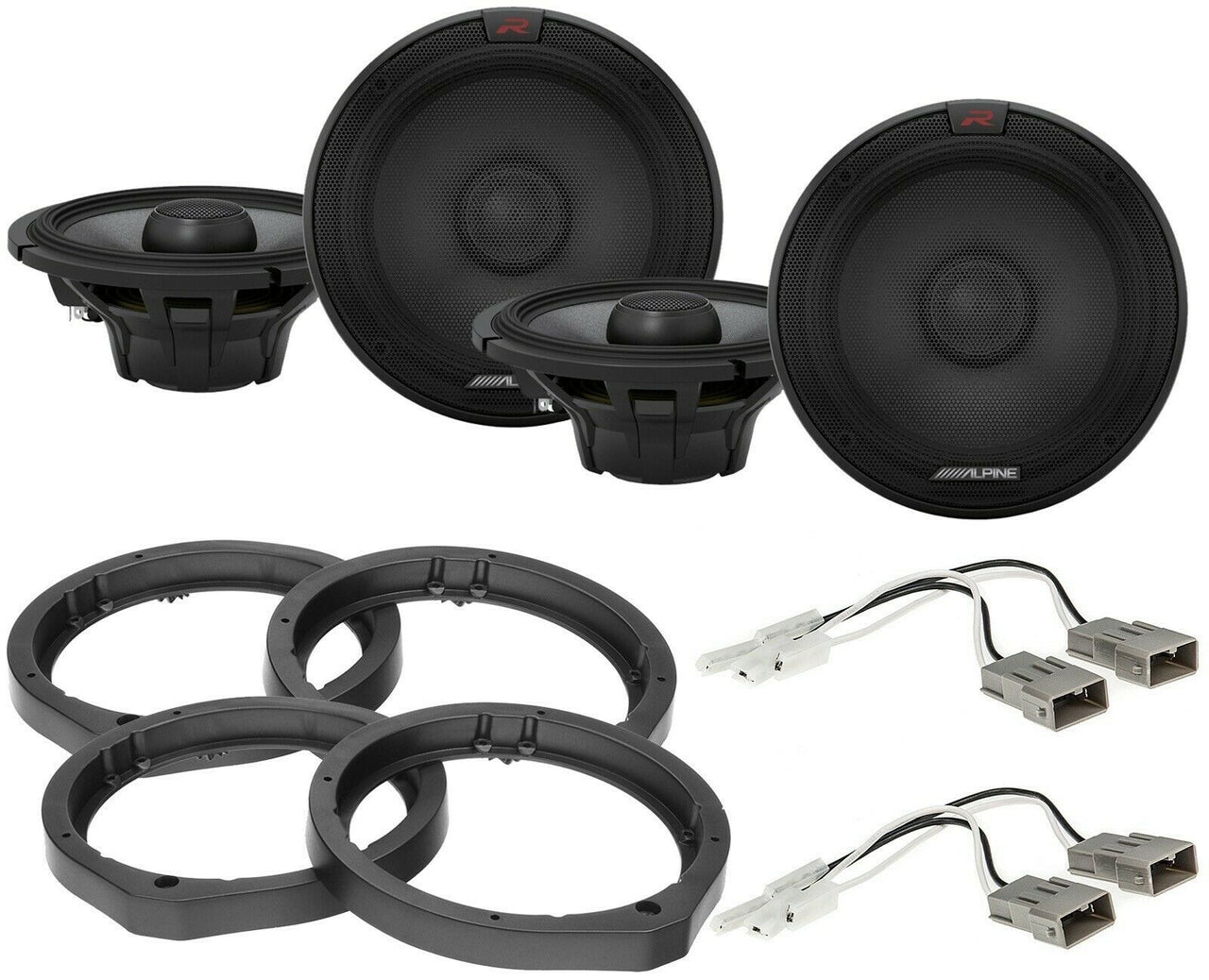 2 Alpine R-S65.2 6.5" Speaker Package With Speaker Adapter and Harness For Select Honda and Acura Vehicles
