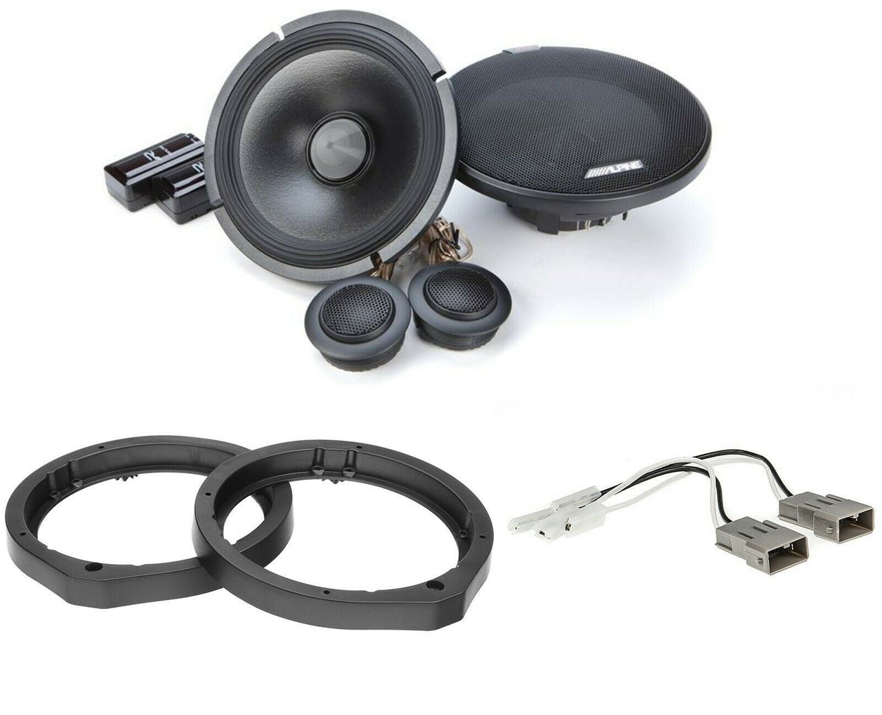 Alpine R-S65C.2 + Front or Rear Speaker Adapters + Harness For Select Honda and Acura Vehicles