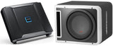 Alpine R-A75M mono amplifier and R-SB10V subwoofer enclosure for powerful sound performance.