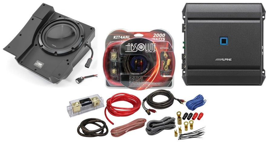 Alpine SBV-10-WRA 10" Sub for 2007-2018 Jeep Wrangler with S-A60M Amp + 4GA Amp Wiring kit