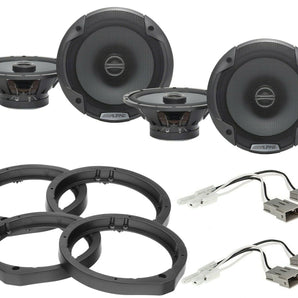 2 Alpine EL-E65-G + Front & Rear Speaker Adapters + Harness Fit Honda Acura Vehicles