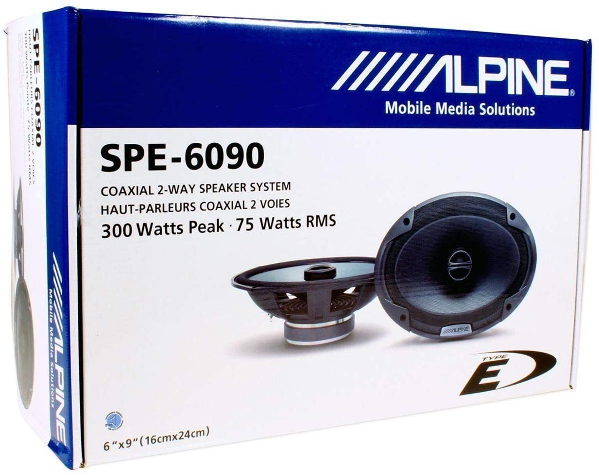 2 Alpine SPE-6090 6" x 9" 2 Way Car Stereo Speakers 600 Watts Bundle with 2 Absolute 6x9" Car Audio 6x9" Wedge Sealed Speaker Box Enclosures