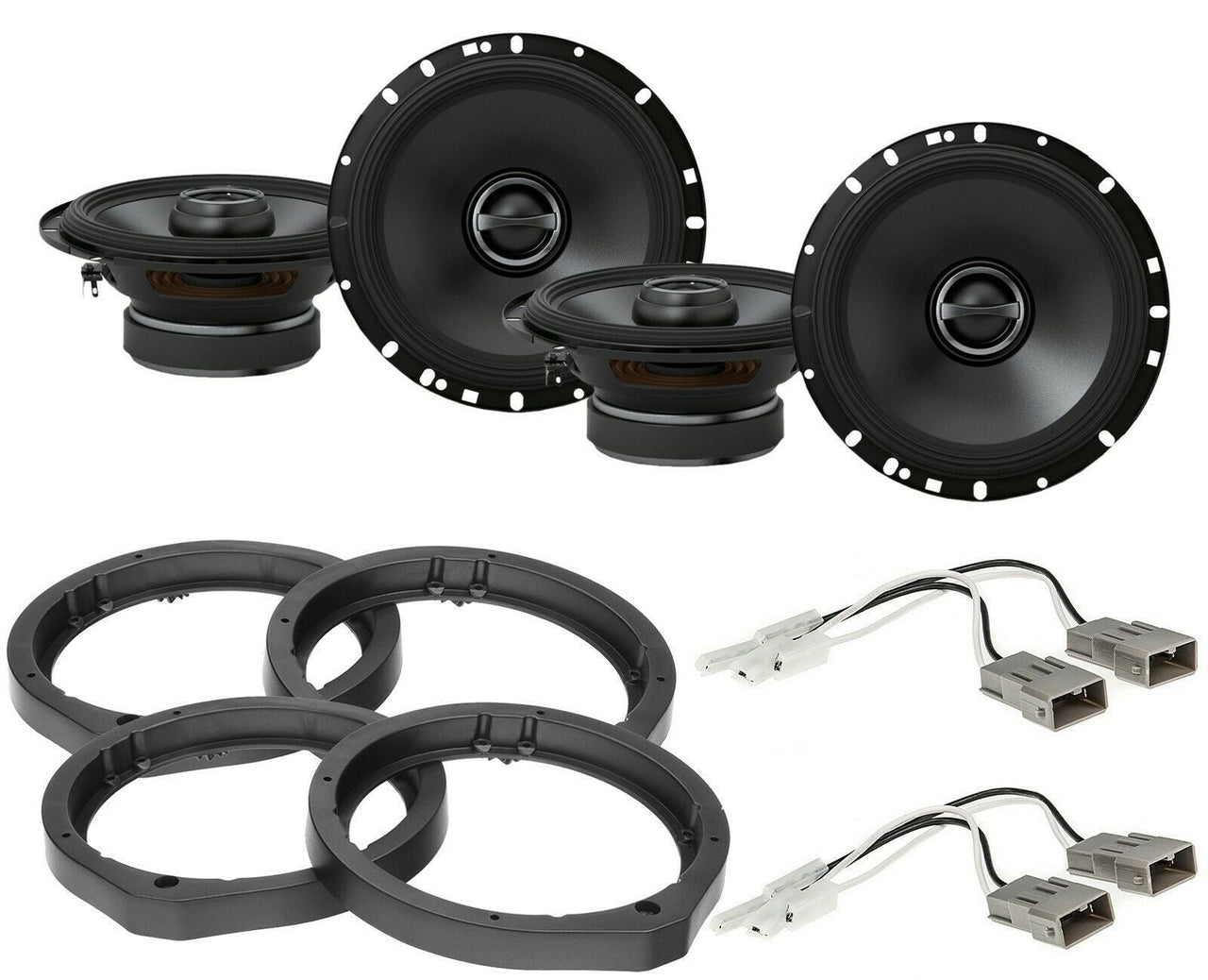 2 Alpine S-S65 + Front or Rear Speaker Adapters + Harness For Select Honda and Acura Vehicles