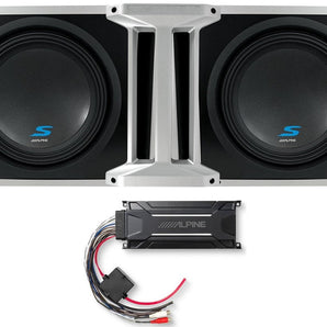 2 Alpine S-SB10V Loaded 10" 600W S-W10D4 Ported Sub Box + KTA-30MW Amplifier