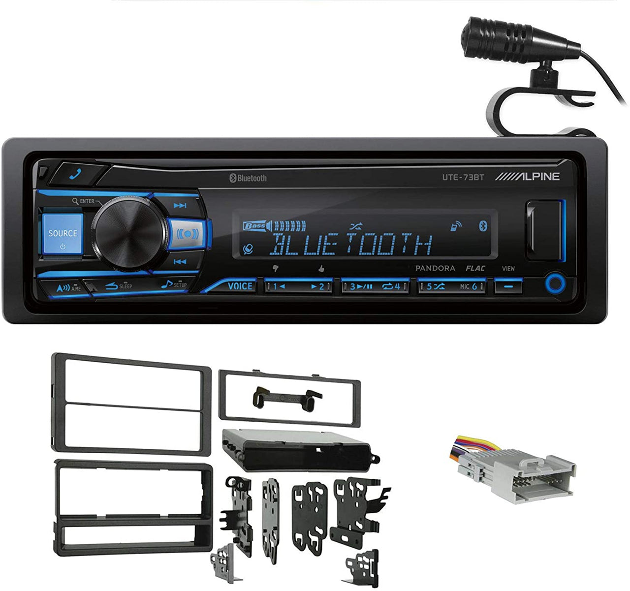 Alpine UTE-73BT Digital Media Bluetooth Stereo Receiver+ Kit For 2003-2004 Toyota Matrix