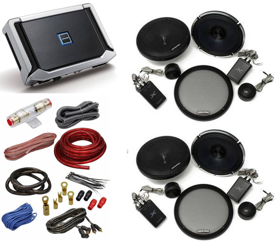 Alpine Type-X Bundle 2-Pairs X-S65C 6.5" Component speakers and X-A70F 700W 4-Ch Amp and Wiring