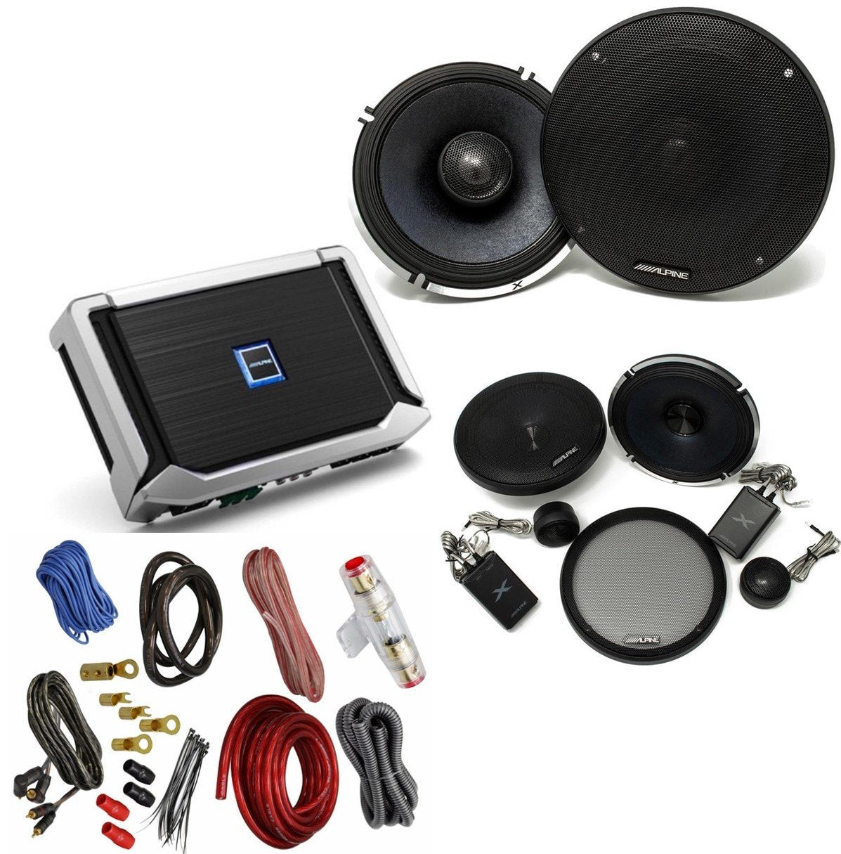 Alpine Type-X Bundle X-S65C 6x9" Component X-S65C 6.5" Coax Speaker X-A70F 700W 4Ch Amp and Wiring Kit