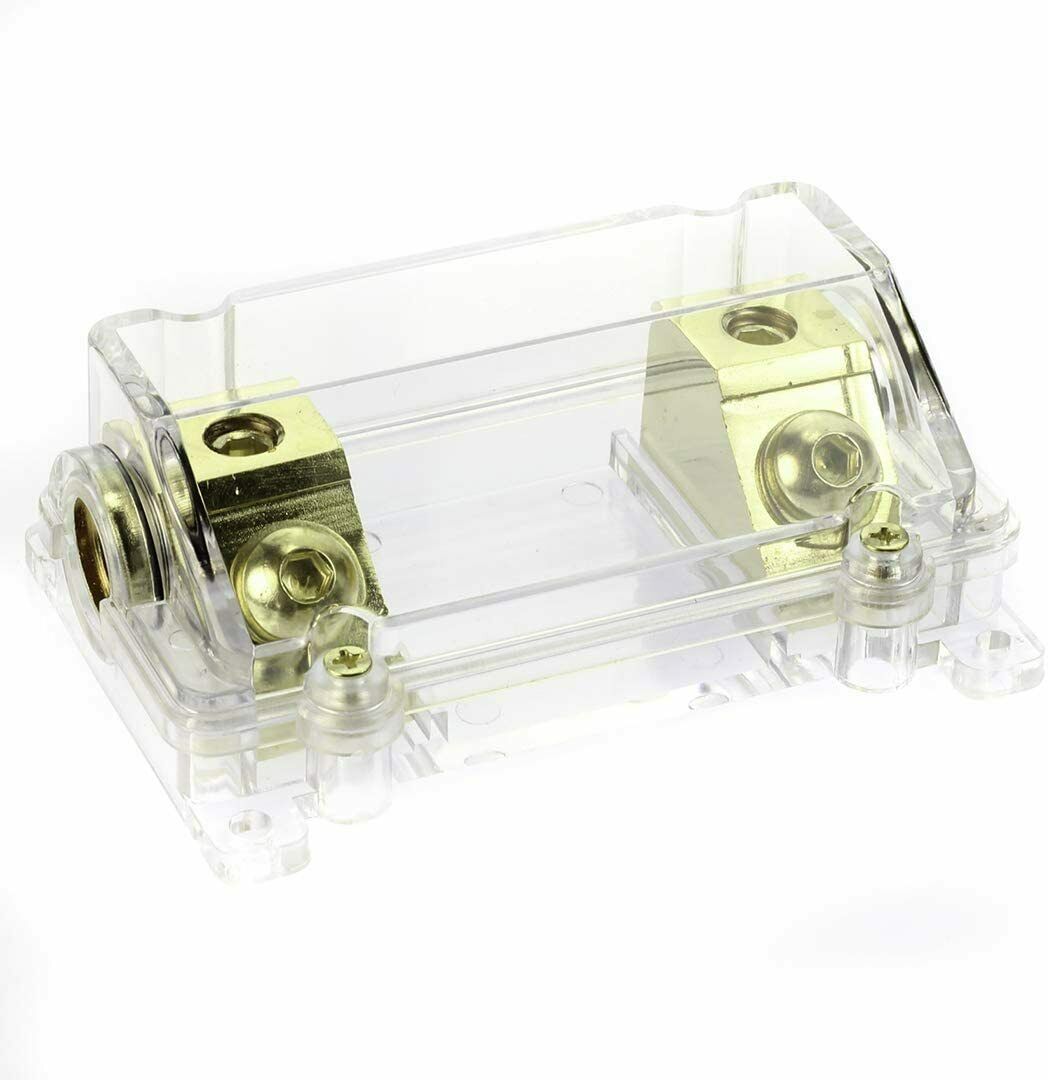 Absolute USA ANH-0 Gold Inline ANL Fuse Holder Fits 0, 2, 4 Gauge with 200AMP Fuse