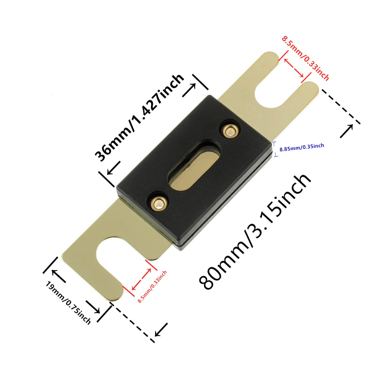 10 American Terminal ANL100GL 100 Amp Gold-Plated ANL Fuse with Status Indicator