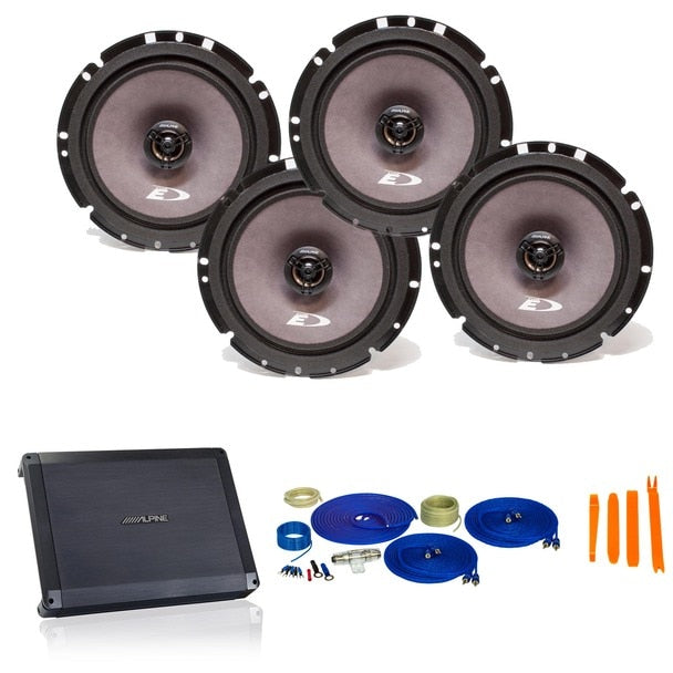 Alpine Bundle 2-Pairs of SXE-1726s 6.5" Coax Speakers and BBX-F1200 280W 4-Ch Amp and Wiring