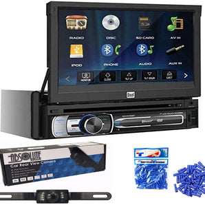 Dual XDVD600 7" Touchscreen LCD Single DIN Car Stereo Camera + Vinyl Butt Connectors