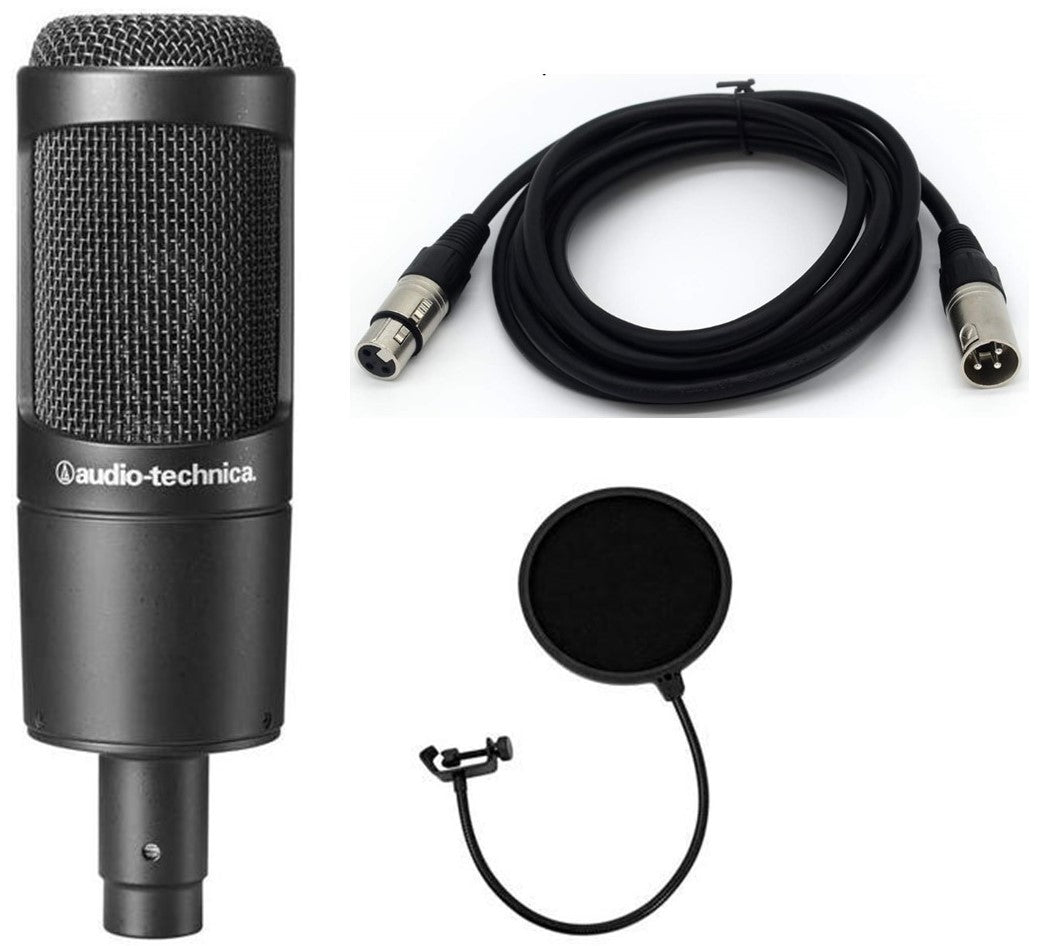 Audio-Technica AT2020 Cardioid Condenser Microphone w/ Pop Filter