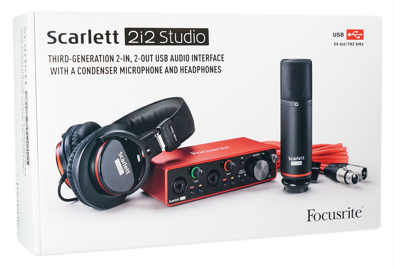 Focusrite SCARLETT 2I2 STUDIO Gen Audio Interface + Mic+ Headphones + Boom Arm