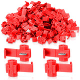 MR DJ red splice wire terminals for 18-22 AWG, quick locking auto-tap connectors for easy wire splicing.
