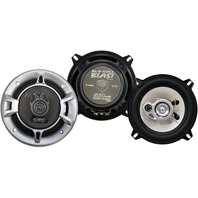 2 Pair Absolute BLS-5253 Blast Series 5.25 Inches 3 Way Car/Marine/ATV/UTV Speakers 560 Watts
